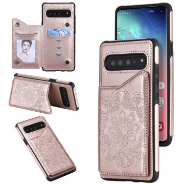 Samsung Galaxy S10 Embossed Wallet Magnetic Stand Case Rose Gold