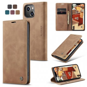 CaseMe iPhone 14 Plus Wallet Kickstand Magnetic Case Brown