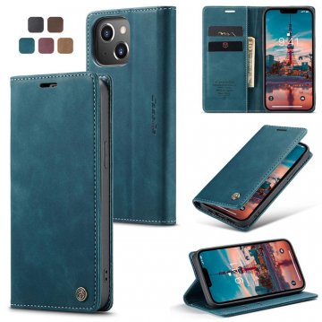 CaseMe iPhone 14 Plus Wallet Kickstand Magnetic Case Blue