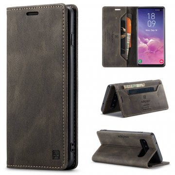 Autspace Samsung Galaxy S10 Wallet Kickstand Magnetic Case Coffee