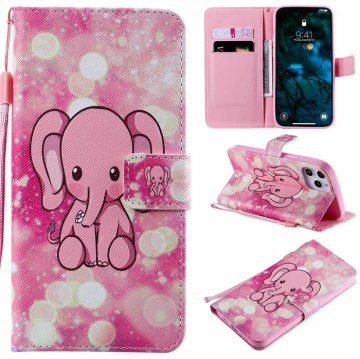 iPhone 12 Pro Max Embossed Pink Elephant Wallet Magnetic Stand Case