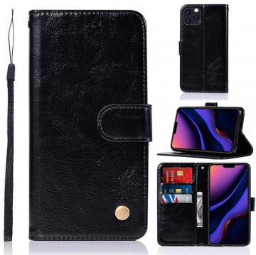 iPhone 11 Pro Max Premium Vintage Wallet Kickstand Case Black