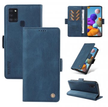 YIKATU Samsung Galaxy A21S Skin-touch Wallet Kickstand Case Blue
