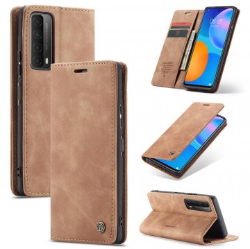 CaseMe Huawei P Smart 2021 Wallet Kickstand Magnetic Flip Case Brown