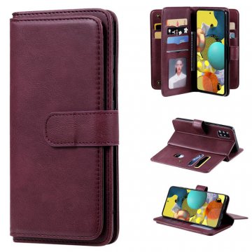 Samsung Galaxy A51 5G Multi-function 10 Card Slots Wallet Case Claret