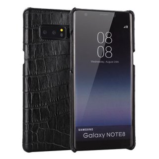 Samsung Galaxy Note 8 Genuine Leather Embossed Crocodile Back Cover Black