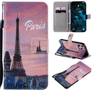 iPhone 12 Pro Max Embossed Paris Eiffel Tower Wallet Magnetic Stand Case