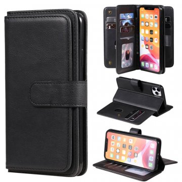 iPhone 11 Pro Max Multi-function 10 Card Slots Wallet Case Black
