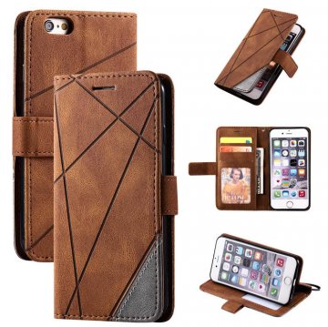 iPhone 6/6s Wallet Splicing Kickstand PU Leather Case Brown