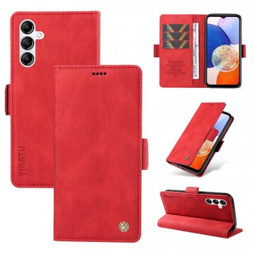 YIKATU Samsung Galaxy A14 5G Skin-touch Wallet Kickstand Case Red