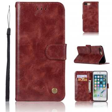 iPhone 7 Plus/8 Plus Premium Vintage Wallet Kickstand Case Wine Red