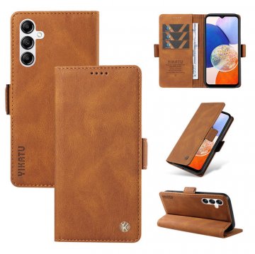 YIKATU Samsung Galaxy A14 5G Skin-touch Wallet Kickstand Case Brown