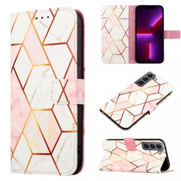 Marble Pattern Samsung Galaxy S21 Wallet Case Pink White