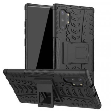 Samsung Galaxy Note 10 Plus Hybrid Rugged PC + TPU Kickstand Case Black