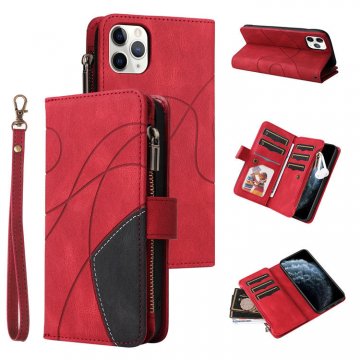 iPhone 11 Pro Max Zipper Wallet Magnetic Stand Case Red