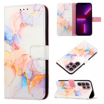 Marble Pattern Samsung Galaxy S22 Ultra Wallet Case Marble White