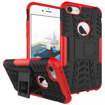 Hybrid Rugged iPhone 8/7 Kickstand Shockproof Case Red