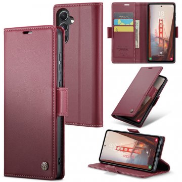 CaseMe Samsung Galaxy S23 FE Wallet RFID Blocking Magnetic Buckle Case Red