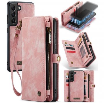 CaseMe Samsung Galaxy S22 Plus Wallet Case with Wrist Strap Pink