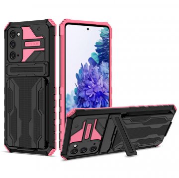 Samsung Galaxy S20 FE Card Slot Kickstand Shockproof Case Pink