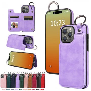 Card Holder Kickstand PU Leather Phone Case Cover Purple