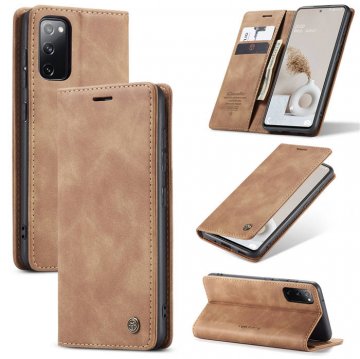 CaseMe Samsung Galaxy S20 FE Wallet Kickstand Magnetic Case Brown