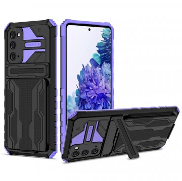 Samsung Galaxy S20 FE Card Slot Kickstand Shockproof Case Purple