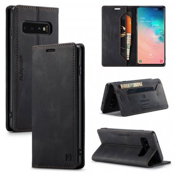 Autspace Samsung Galaxy S10 Plus Wallet Kickstand Case Black