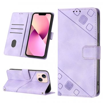 Skin-friendly iPhone 13 Mini Wallet Stand Case with Wrist Strap Purple