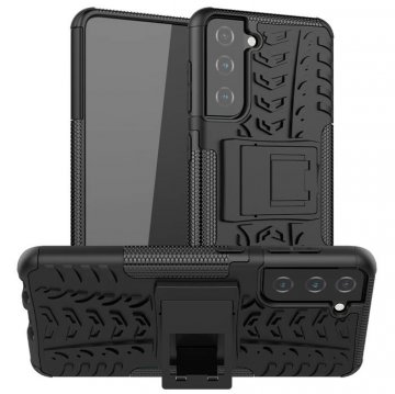 Samsung Galaxy S21 Hybrid Rugged PC + TPU Kickstand Case Black