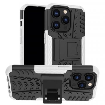 Dual Layer Hybrid Anti-Slip iPhone 14 Pro Kickstand Case White