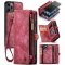 CaseMe iPhone 12 Pro Zipper Wallet Case with Wrist Strap Red