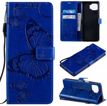 Motorola Moto G 5G Plus Embossed Butterfly Wallet Magnetic Stand Case Blue