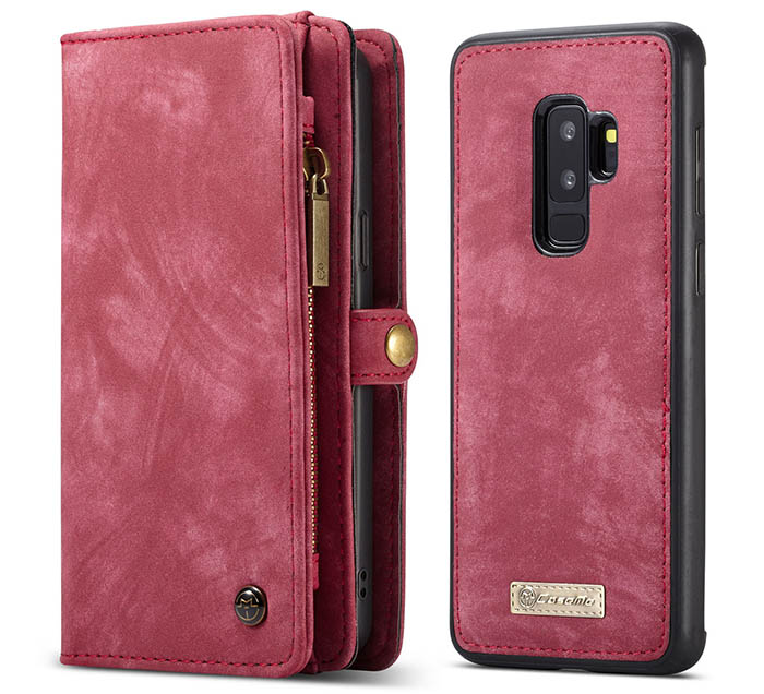 CaseMe Samsung Galaxy S9 Plus Zipper Wallet 2 in 1 Folio Case Red