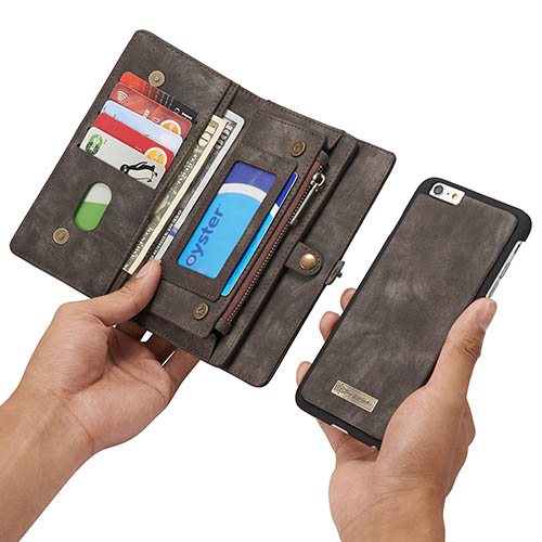 Caseme Iphone 6s Plus 6 Plus Zipper Wallet Detachable 2 In 1 Folio Case Black
