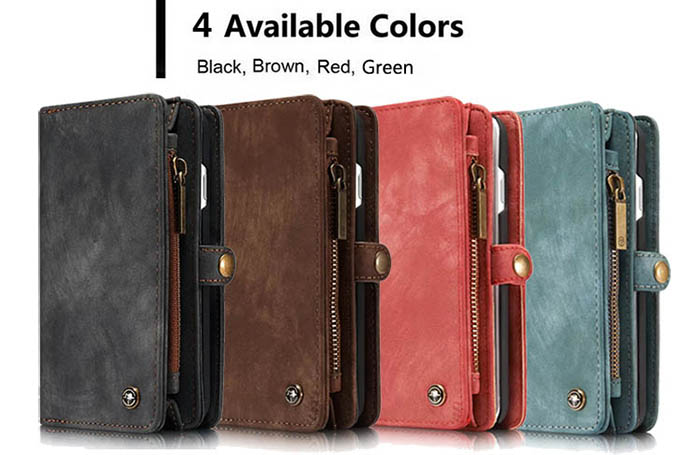 CaseMe 008 iPhone 6S Plus/6 Plus Zipper Wallet Detachable 2 in 1 Retro Flannelette Leather Folio Case