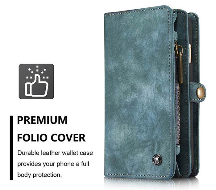 CaseMe iPhone 6S/6 Zipper Wallet Detachable 2 in 1 Folio Case Green