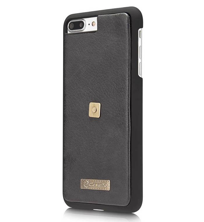 CaseMe iPhone 7 Plus Zipper Wallet Metal Buckle Detachable Folio Case Black