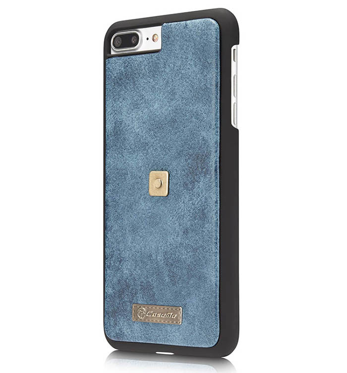 CaseMe iPhone 7 Plus Zipper Wallet Metal Buckle Detachable Folio Case Blue