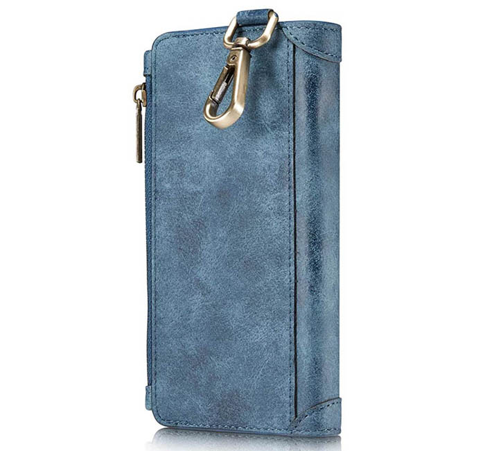 CaseMe iPhone 7 Plus Zipper Wallet Metal Buckle Detachable Folio Case Blue