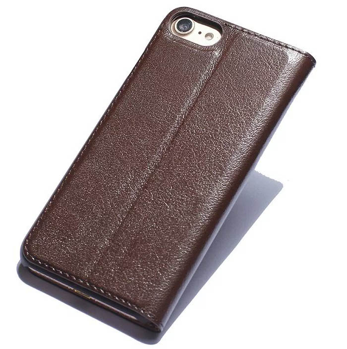 Dual Window View iPhone 7 Ultra Thin Stand Genuine Leather Case