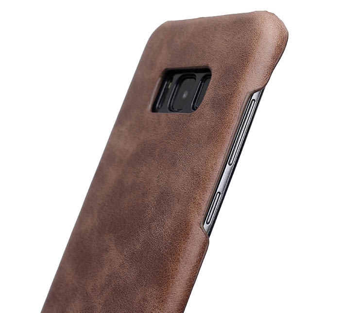 Genuine Leather Matte Samsung Galaxy S8 Plus Hard Back Cover Case