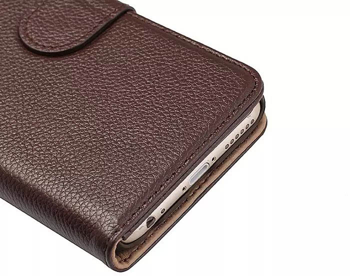 Litchi Pattern Genuine Leather Wallet Stand Case For iPhone 6S/6