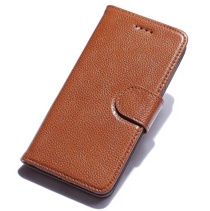 Real Genuine Cowhide Leather iPhone 7 Litchi Pattern Wallet Stand Case