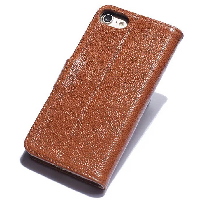 Real Genuine Cowhide Leather iPhone 7 Litchi Pattern Wallet Stand Case