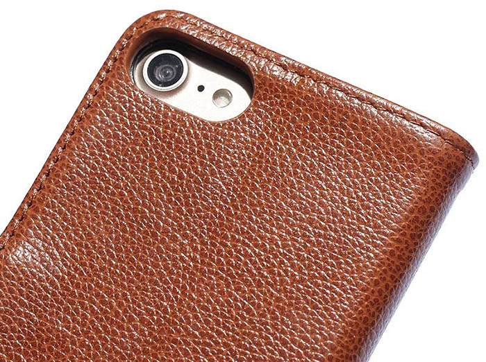 Real Genuine Cowhide Leather iPhone 7 Litchi Pattern Wallet Stand Case