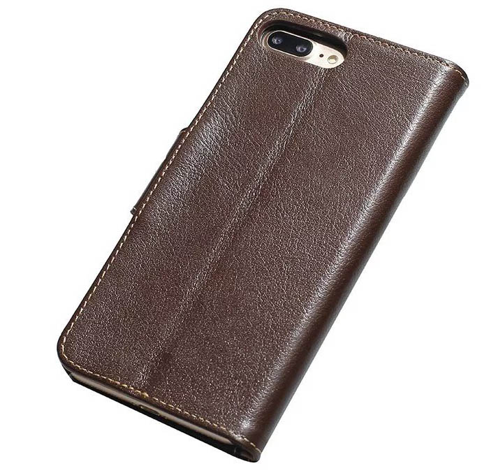 Real Genuine Cowhide Leather iPhone 7 Plus Luxury Wallet Stand Case