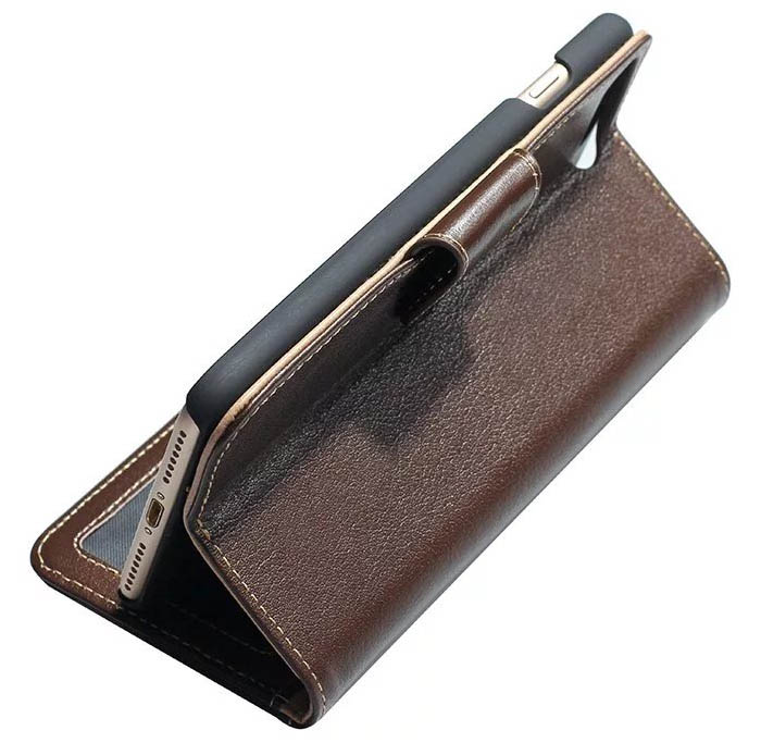 Real Genuine Cowhide Leather iPhone 7 Plus Luxury Wallet Stand Case