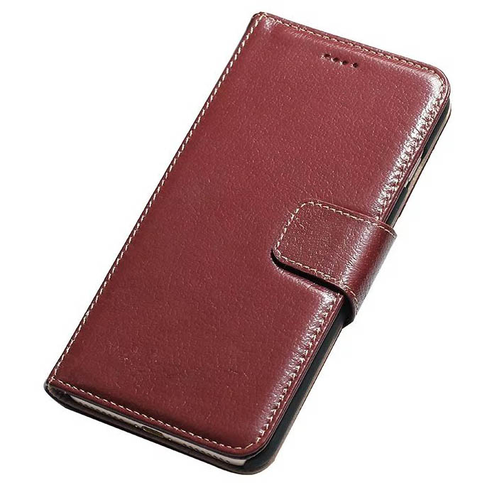 Real Genuine Cowhide Leather iPhone 7 Plus Luxury Wallet Stand Case