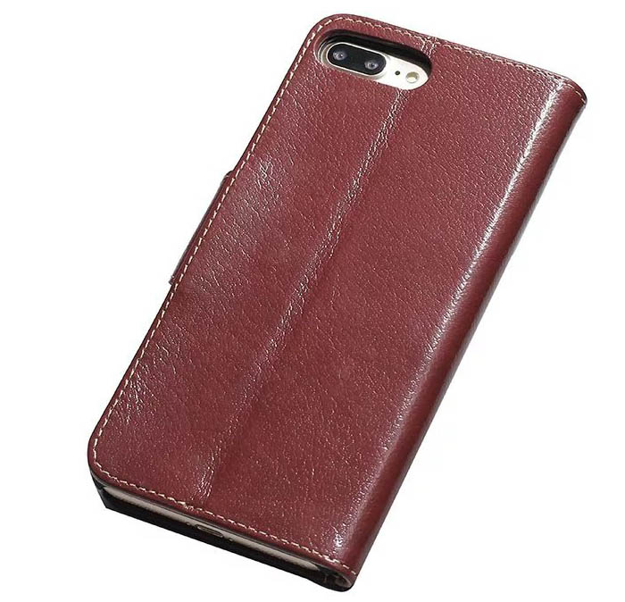 Real Genuine Cowhide Leather iPhone 7 Plus Luxury Wallet Stand Case